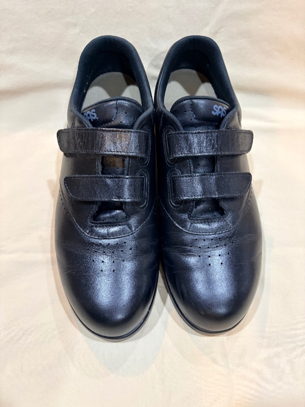 SAS EZ-Strap Shoes Black Leather Tripad Comfort Hook & Loop Women's 9M